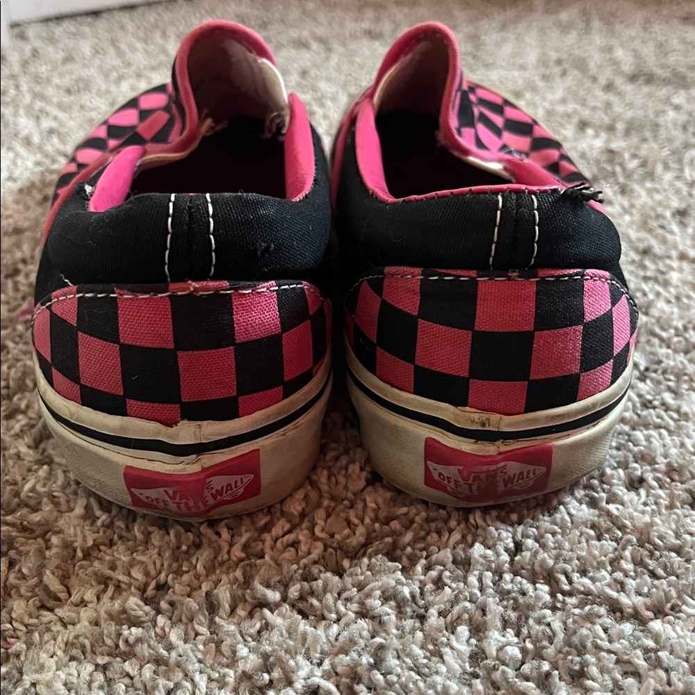 Vans Pink and Black Checkered Slip-Ons - Picture 5 of 8